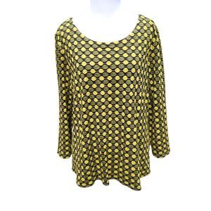 Tianello by Steven Barraza Yellow Black Dot Long Sleeve Top Sz XL